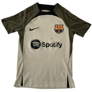 Nike Barcelona 2023-24 Strike DriFit  Boys Training Jersey Sequoia/Beige SZ S